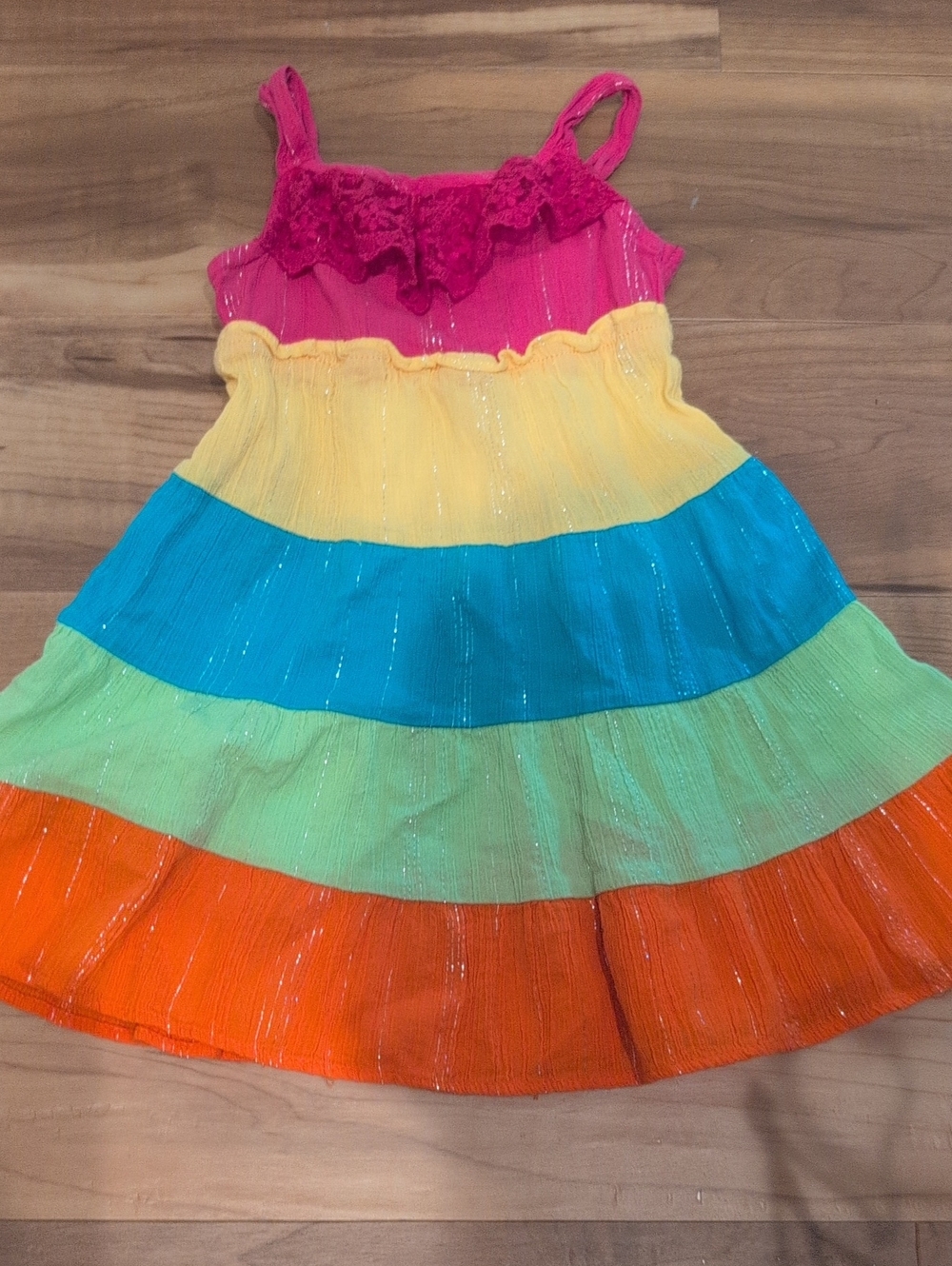Youngland Rainbow Tiered Dress Costume (Pink, Yellow, Blue, Green, Orange)